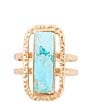 Barse Willa Blue Turquoise Golden Statement Ring - Image 2