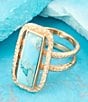Barse Willa Blue Turquoise Golden Statement Ring - Image 3