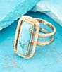 Barse Willa Blue Turquoise Golden Statement Ring - Image 3
