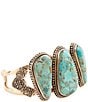 Color:Gold - Image 1 - Bronze and Genuine Turquoise Statement Cuff Bracelet
