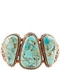 Color:Gold - Image 2 - Bronze and Genuine Turquoise Statement Cuff Bracelet
