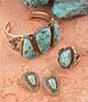 Color:Gold - Image 3 - Bronze and Genuine Turquoise Statement Cuff Bracelet