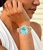 Barse Agave Turquoise and Bronze Statement Cuff Bracelet, Color:Turquoise/Gold - Image 5