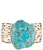 Barse Abstract Blue Turquoise Golden Statement Cuff Bracelet, Color:Turquoise/Gold - Image 2