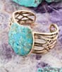Barse Abstract Blue Turquoise Golden Statement Cuff Bracelet, Color:Turquoise/Gold - Image 5