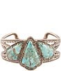Barse Maltese Blue Turquoise Golden Cuff Bracelet, Color:Gold/Turquoise - Image 2