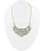 Color:Turquoise - Image 1 - Bronze and Genuine Turquoise Statement Necklace