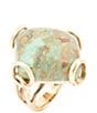 Barse Turquoise Rhombus Statement Ring, Color:Turquoise/Gold - Image 1