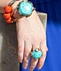 Barse Turquoise Rhombus Statement Ring, Color:Turquoise/Gold - Image 4