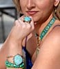 Barse Turquoise Rhombus Statement Ring, Color:Turquoise/Gold - Image 5