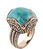 Color:Turquoise - Image 1 - Bronze and Genuine Turquoise Cocktail Ring