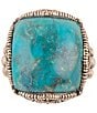 Color:Turquoise - Image 2 - Bronze and Genuine Turquoise Cocktail Ring