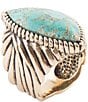 Color:Turquoise - Image 1 - Bronze and Genuine Turquoise Statement Ring