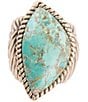 Color:Turquoise - Image 2 - Bronze and Genuine Turquoise Statement Ring