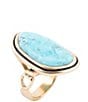 Barse Blue Turquoise Golden Statement Ring - Image 1