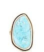 Barse Blue Turquoise Golden Statement Ring - Image 2