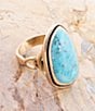 Barse Blue Turquoise Golden Statement Ring - Image 3