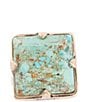 Barse Square Statement Blue Turquoise Golden Ring - Image 2