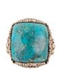 Barse Blue Turquoise Golden Chunky Statement Ring, Color:Gold/Turquoise - Image 2