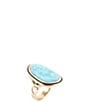 Barse Blue Turquoise Golden Statement Ring - Image 1