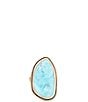 Barse Blue Turquoise Golden Statement Ring - Image 2