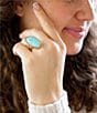 Barse Blue Turquoise Golden Statement Ring - Image 4