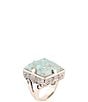 Barse Square Statement Blue Turquoise Golden Ring - Image 1
