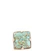 Barse Square Statement Blue Turquoise Golden Ring - Image 2