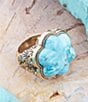 Barse Blue Turquoise Flower Golden Ring - Image 3