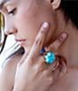 Barse Blue Turquoise Flower Golden Ring - Image 4