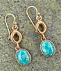 Barse Bronze and Genuine Turquoise Terra Linear Earrings, Color:Turquoise/Gold - Image 5