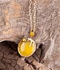 Barse Bronze and Genuine Yellow Agate Stone Honey Bee Short Pendant Necklace, Color:Agate/Gold - Image 3