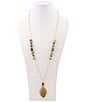 Barse Bronze and Green Jasper Enchanted Vine Long Pendant Necklace, Color:Green Jasper/Gold - Image 2