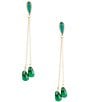Color:Multi - Image 1 - Bronze and Green Onyx Genuine Stone Linear Earrings