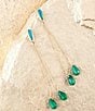Color:Multi - Image 2 - Bronze and Green Onyx Genuine Stone Linear Earrings