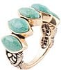 Color:Gold - Image 1 - Bronze and Turquoise Genuine Stone Band Ring