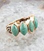Color:Gold - Image 3 - Bronze and Turquoise Genuine Stone Band Ring