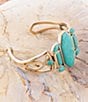 Color:Gold - Image 3 - Bronze and Green Turquoise Genuine Stone Cuff Bracelet
