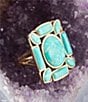 Barse Deco Green Turquoise Golden Statement Ring - Image 3
