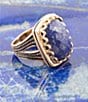 Barse Blue Lapis Golden Cocktail Ring, Color:Gold/Blue Lapis - Image 3