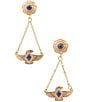 Barse Bronze And Lapis Desert Thunderbird Drop Earrings - Image 1