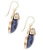 Barse Blue Lapis Circle Golden Drop Earings, Color:Gold/Blue Lapis - Image 2