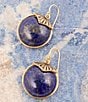 Barse Blue Lapis Circle Golden Drop Earings, Color:Gold/Blue Lapis - Image 3