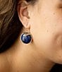 Barse Blue Lapis Circle Golden Drop Earings, Color:Gold/Blue Lapis - Image 4