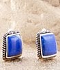 Color:Lapis/Gold - Image 3 - Bronze And Lapis Genuine Stone Clip Square Stud Earrings
