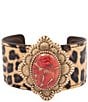Barse Bronze and Metal Infused Red Magnesite Leopard Cuff Bracelet, Color:Multi - Image 1