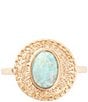 Color:Multi - Image 2 - Bronze and Mexican Chrysocolla Genuine Stone Ring