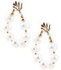 Barse Carly White Pearl Complete Loop Golden Post Earrings, Color:Pearl/Gold - Image 1