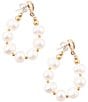Barse Carly White Pearl Complete Loop Golden Post Earrings, Color:Pearl/Gold - Image 2