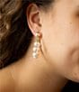 Barse Carly White Pearl Complete Loop Golden Post Earrings, Color:Pearl/Gold - Image 3